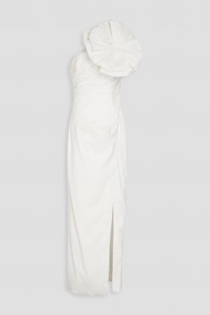Платье Evana из шантунга с цветочной аппликацией на одно плечо , белый Rachel Gilbert