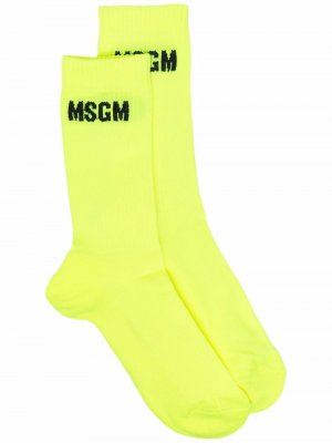 Трикотажные носки с логотипом MSGM. Цвет: зеленый