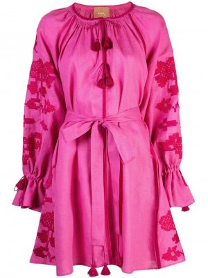 Платье мини с вышивкой March 11. Цвет: розовый