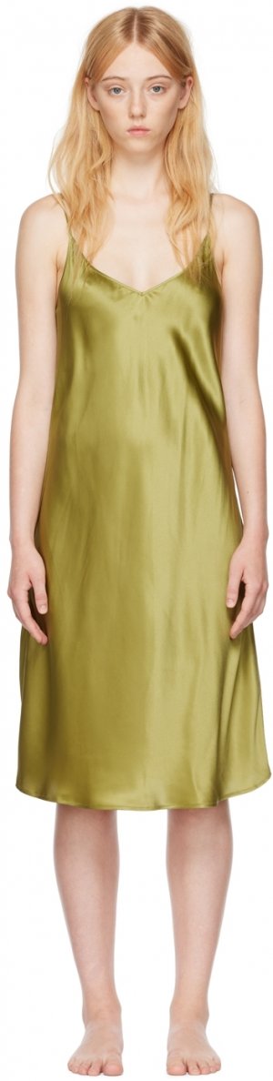 Зеленое шелковое платье-миди La Perla