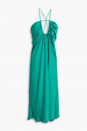 Платье миди из крепа со сборками и вырезами Ba&Sh, зеленый BA&SH