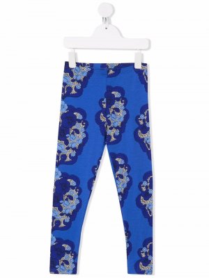 Floral-print organic cotton leggings Mini Rodini. Цвет: синий