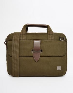 Парусиновая сумка для ноутбука Knomo. Цвет: зеленый