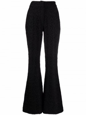 Расклешенные шелковые брюки с вышивкой Elie Saab. Цвет: черный