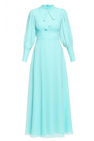 Струящееся платье макси в стиле модерн 190384 Bygakoff By Anastasia Makeeva. Цвет: синий