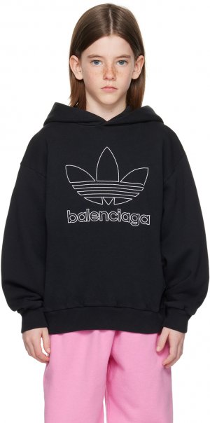 Kids Черный худи с вышивкой adidas Edition Balenciaga