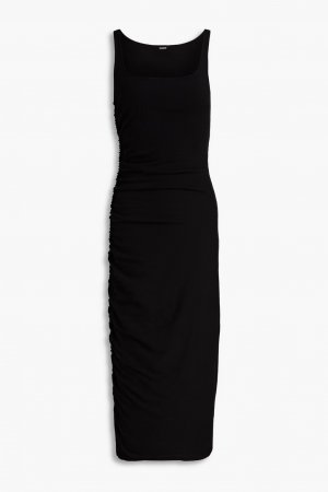 Платье миди Supima из эластичного хлопка со сборками в рубчик , черный Monrow