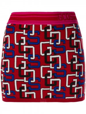 Трикотажная юбка мини с логотипом Gcds. Цвет: красный