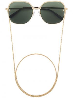 Квадратные солнцезащитные с цепочкой Stella McCartney Eyewear. Цвет: золотистый