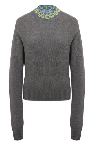 Пуловер из шерсти и кашемира Prada. Цвет: серый
