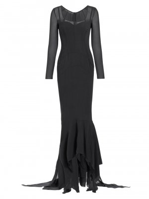Прозрачное платье с длинными рукавами DOLCE&GABBANA, серый Dolce&Gabbana