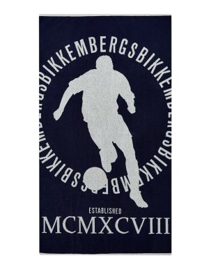 Хлопковое полотенце с контрастным принтом Soccer BIKKEMBERGS. Цвет: синий