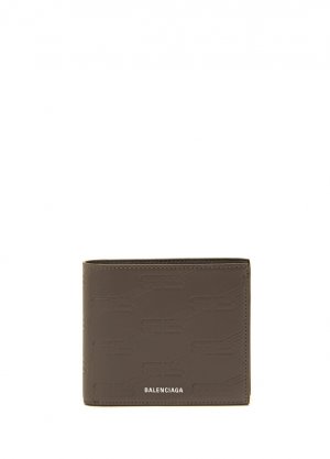 Мужской кожаный кошелек с темно-серым логотипом Balenciaga