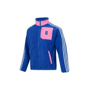 Juventus Long Sleeve Fleece Jacket Striped Sports Casual Stand Collar Knit Men Blue HD8885 Adidas