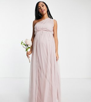 Розовое платье макси из тюля на одно плечо Anaya With Love Maternity Bridesmaid-Розовый цвет