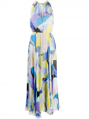 Длинное платье Quirimbas с принтом Emilio Pucci. Цвет: синий