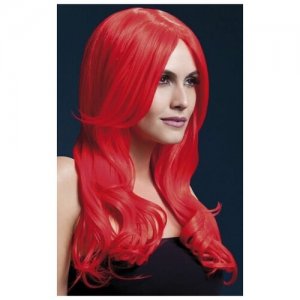 Красный парик с длинной челкой Khloe Fever