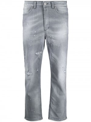 Укороченные джинсы с эффектом потертости DONDUP. Цвет: серый