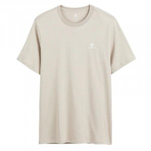 Унисекс классическая футболка с коротким рукавом со звездой и шевроном на левой груди CONVERSE, цвет beige Converse