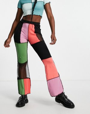 Расклешенные брюки с завышенной талией отделкой пэчворк в рубчик-Разноцветный The Ragged Priest