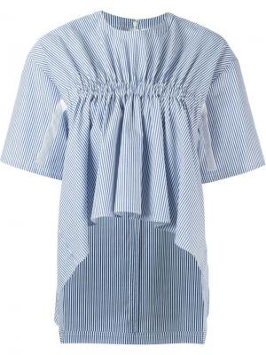 Полосатая блузка с оборками Steve J & Yoni P. Цвет: синий