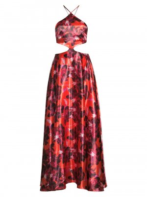 Платье макси Bella с цветочным вырезом , красный Delfi