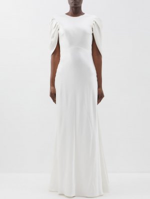 Платье oriana из шелкового атласа с воротником-хомутом , белый Roksanda