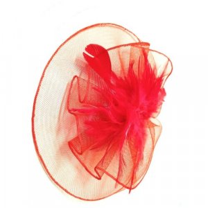 Карнавальная шляпка-заколка с вуалеткой красная, большая СмеХторг. Цвет: красный
