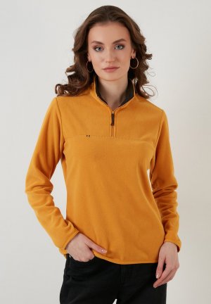 Флисовый пуловер HIGH COLLAR , цвет mustard color LELA
