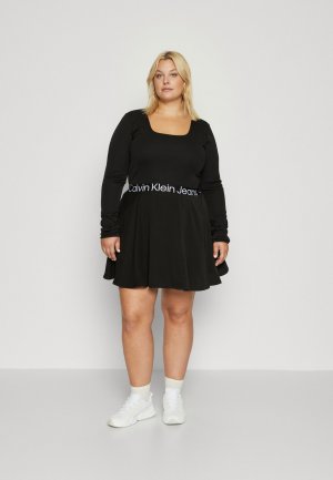 Летнее платье PLUS LOGO ELASTIC DRESS , черный Calvin Klein