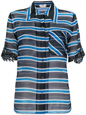 Полосатая прозрачная блузка Fendi. Цвет: синий