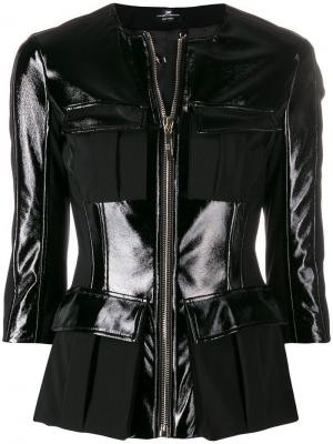 Приталенный пиджак с рукавами 3/4 Elisabetta Franchi. Цвет: черный
