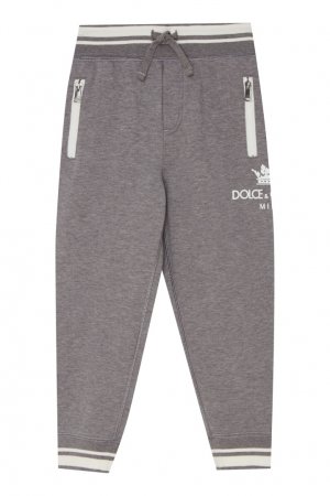 Серые спортивные брюки с отделкой Dolce&Gabbana Children. Цвет: серый