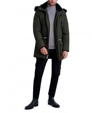 Мужская парка Paris с курткой на капюшоне подкладке из шерпы , зеленый Karl Lagerfeld