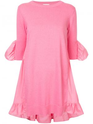 Трикотажно-поплиновое платье-мини Goen.J. Цвет: розовый и фиолетовый