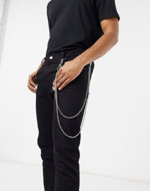 Серебристая цепочка для джинсов с брелком DesignB-Серебряный DesignB London