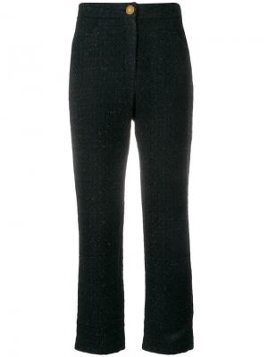 Фактурные укороченные брюки Balmain. Цвет: черный