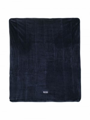 Одеяло с вышитым логотипом BOSS Kidswear. Цвет: синий