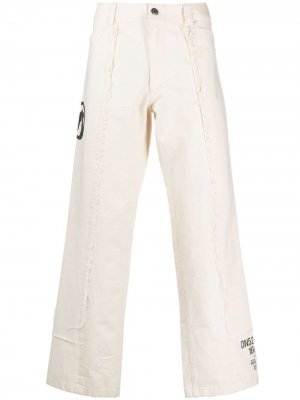 Расклешенные брюки с надписью Sankuanz. Цвет: белый