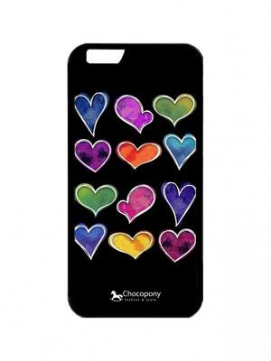 Чехол для iPhone 7 Цветные сердца Арт. Black7-109 Chocopony. Цвет: черный