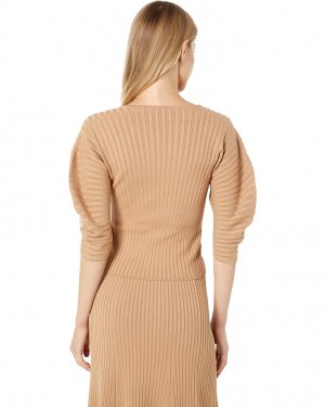 Свитер Pleated Sweater Top, кэмел BCBGMAXAZRIA