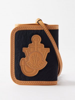 Складной холщовый кошелек с нашивкой-логотипом, синий Moncler