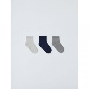 Носки 3 пары, размер 29/31, серый, синий Sela. Цвет: синий/серый