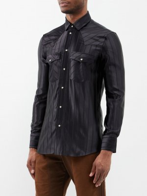 Полосатая рубашка из шелкового атласа , черный Winnie New York