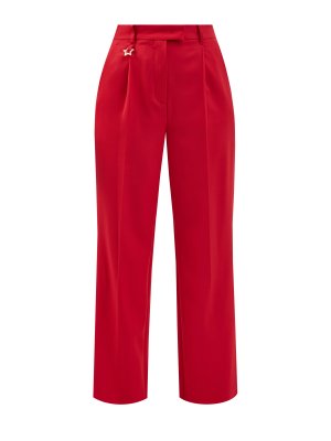Яркие брюки прямого кроя из костюмной шерстяной ткани LORENA ANTONIAZZI. Цвет: красный