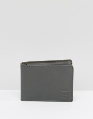 Серый кожаный бумажник G-Star. Цвет: серый