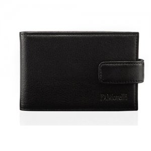 DM-WZ02-K001 Визитница с хлястиком карманами Black Domenico Morelli