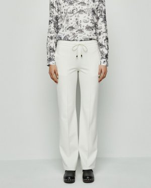 Однотонные прямые женские брюки с белой резинкой на талии , белый Mirto. Цвет: белый