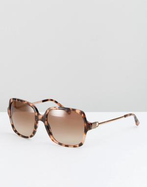 Солнцезащитные очки в квадратной черепаховой оправе Michael Kors. Цвет: коричневый