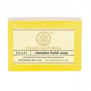 Натуральное мыло ручной работы с Сандалом и Куркумой: для проблемной кожи (125 г), Chandan Haldi Soap Hand made, Khadi Natural